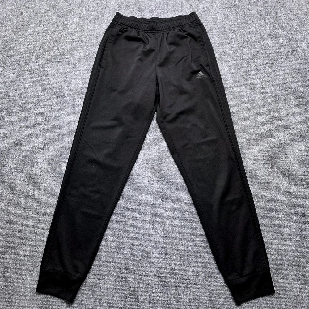Adidas Soccer Training Pants Mens Small Black 3 Striped Tapered‎ Track Joggers